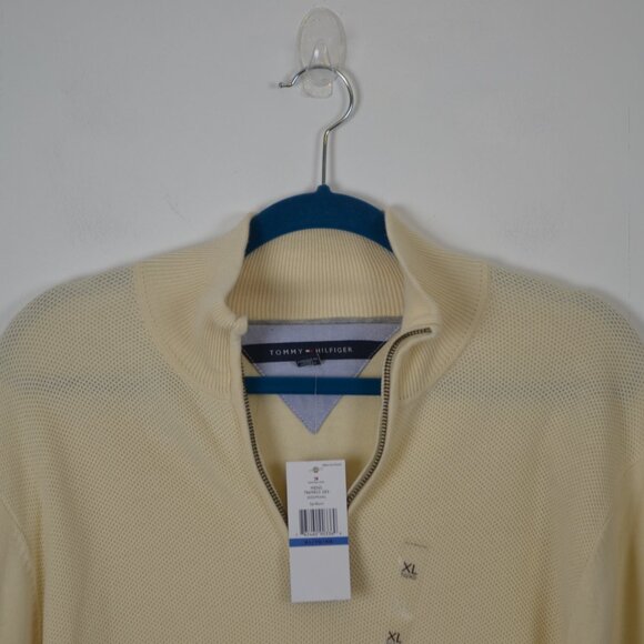 Tommy Hilfiger Mens XL 1/4 Zip Mock Neck Pullover Career Elbow Patch Sweater - Picture 3 of 9